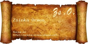 Zsinka Ormos névjegykártya